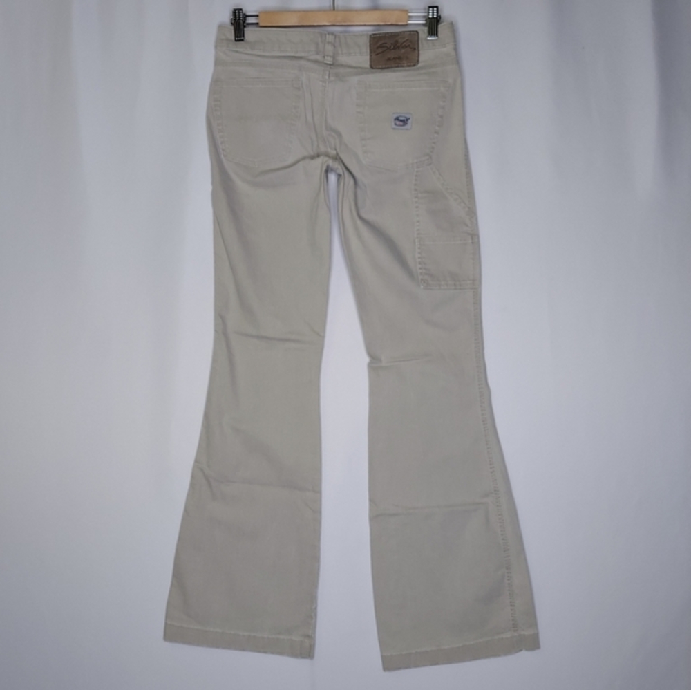 Silver Jeans Women 29 Carpenter Pockets Flare‎ Beige Stretch Y2K Grunge Western